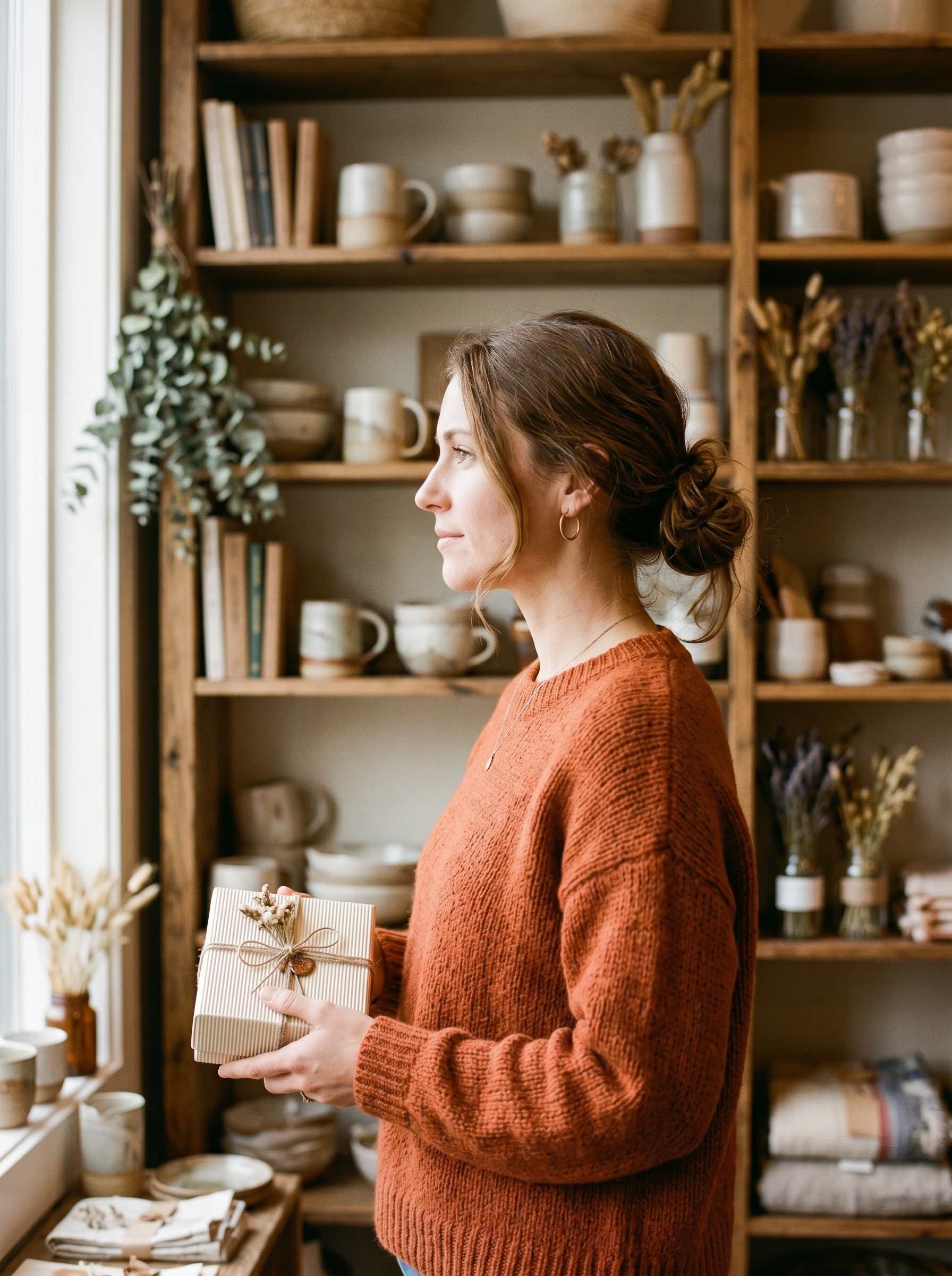 Founder at work, side profile